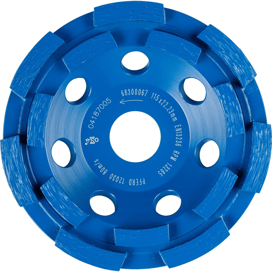 PFERD Schleifscheibe DCW PSF 2 Reihen für Beton und Stein, Blau, Durchmesser: 115 mm, Breite: 6 mm, Bohrung: 22,23 mm - Bild 1