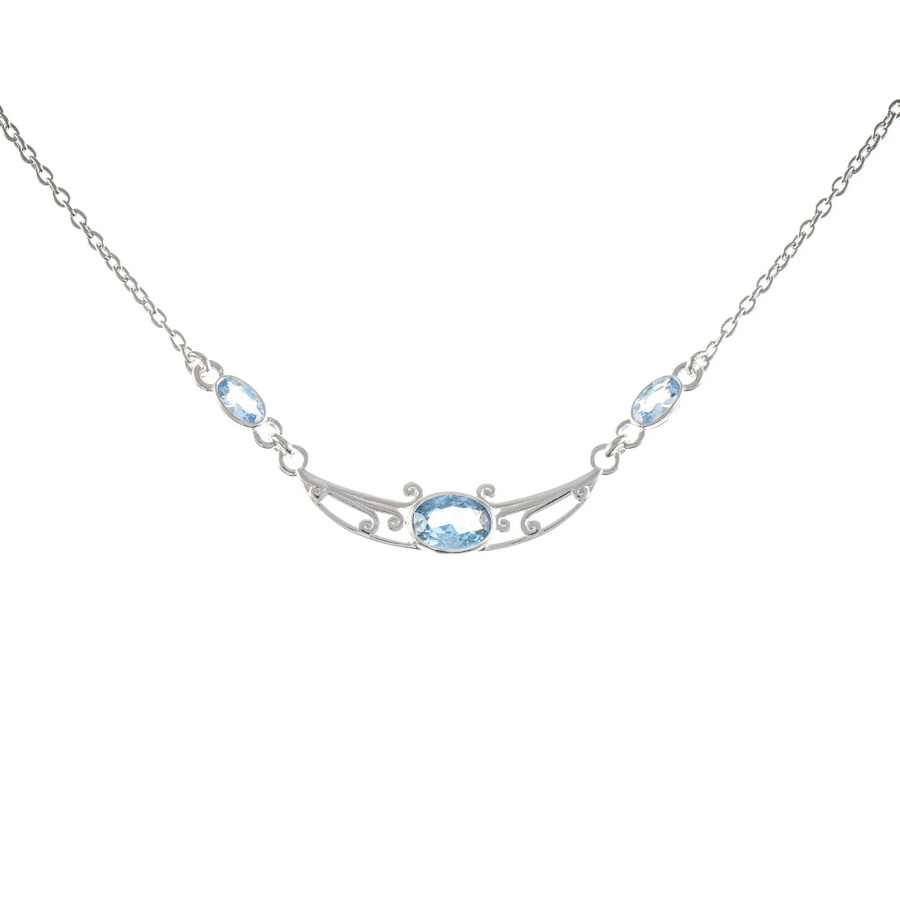 Collier 925 Silber, Zirkonia, hellblau, Damen - Bild 1