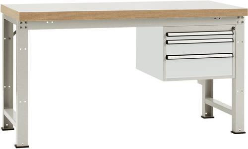 Manuflex Werkbank WP5612.7035 aus Stahl und Holz in Lichtgrau (RAL 7035), B/T/H: 200 x 70 x 80 cm - Bild 1