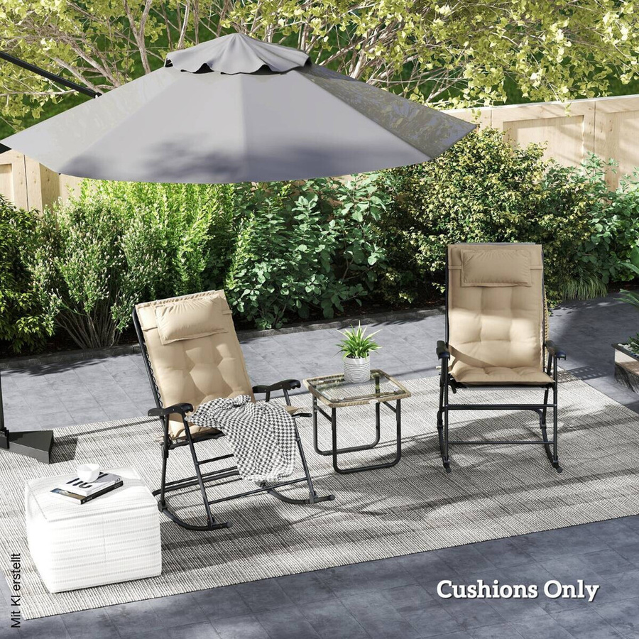 Outsunny 2er Set Liegenauflage für Sonnenliegen in Beige, wasserabweisend und gesteppt, B/H/L: 50 x 5 x 116 cm - Bild 4
