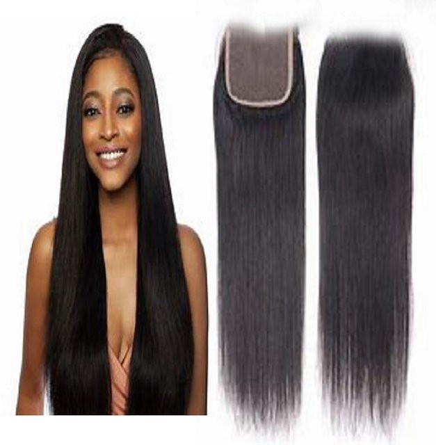 Linhua Haarverlängerung, 4x4 Lace Frontal, 10-24 Zoll, Schwarz, Brasilianisches Haar - Bild 1