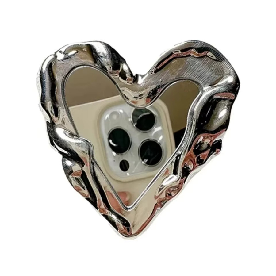 VIKEFON Handyhalterung Grip Tok mit Spiegel und Herz-Design in Silber für iPhone und Samsung - Bild 3