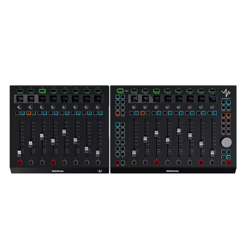 Midiplus Up+ MIDI-Controller mit acht taktilen motorisierten Fadern und Sequenzer als DAW-Steuerung in Schwarz - Bild 2