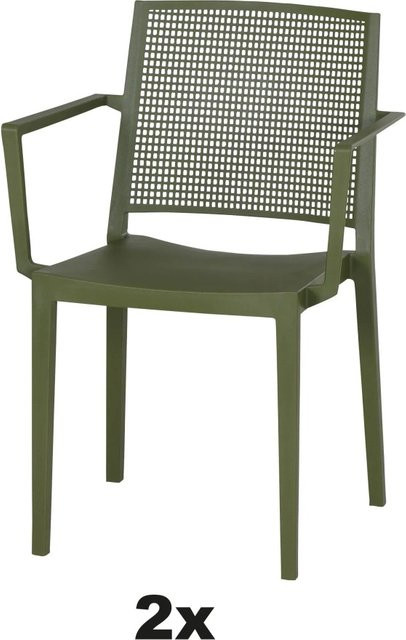 Siena Garden Stapelsessel-Set Square 2-teilig in Olive aus Polypropylen und Glasfaser - Bild 1