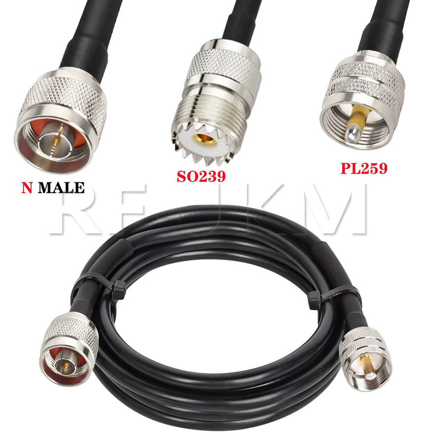 RF JKM RG58 Koaxialkabel Jumper Pigtail mit N-Stecker auf UHF PL259 auf SO239 Buchse, 50 Ohm, schwarz, gerade - Bild 3