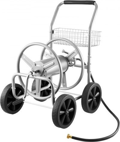 VEVOR Schlauchtrommelwagen aus Stahl mit Aufbewahrungskorb für bis zu 91 m Gartenschlauch, Mobil mit 4 Rädern - Bild 1