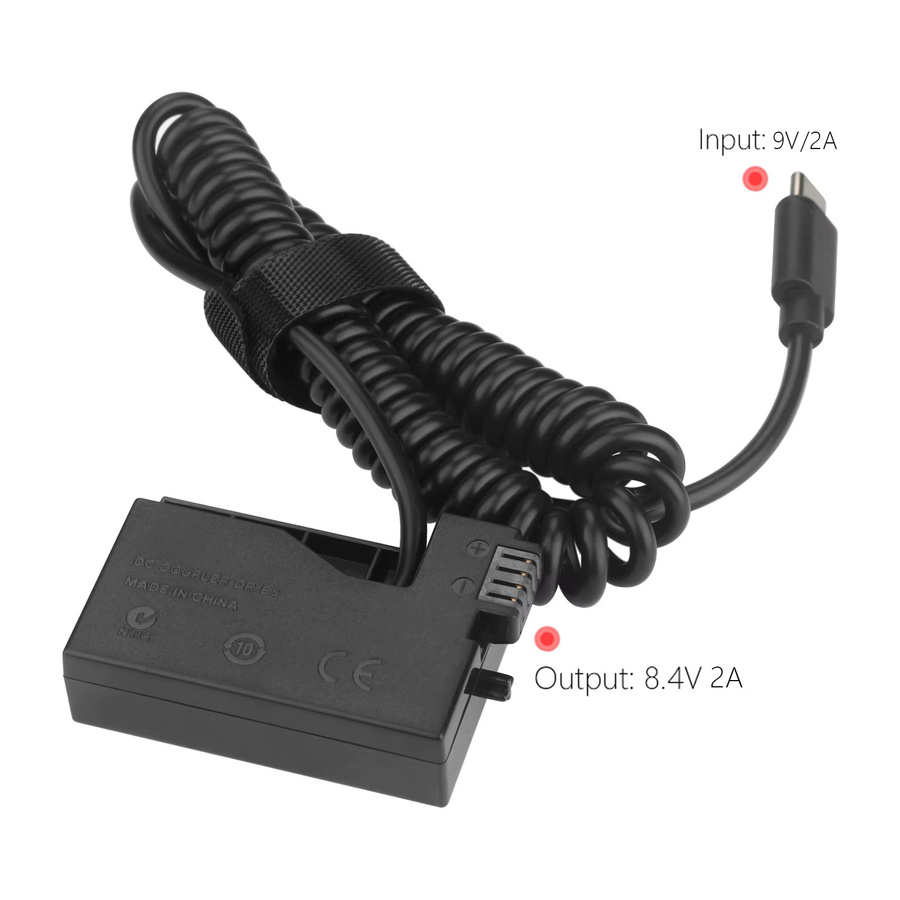 DR-E8 LP-E8 Dummy-Akku mit USB-Typ-C-Netzteil für Canon EOS Kameras in Schwarz - Bild 3