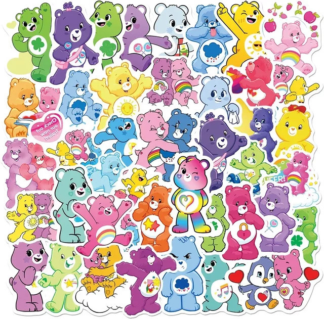 Care Bears 50 Stück wasserfeste Cartoon Aufkleber mit niedlichen Bären Motiven in Mehrfarbig für Kinder und Tagebuch Dekoration - Bild 1