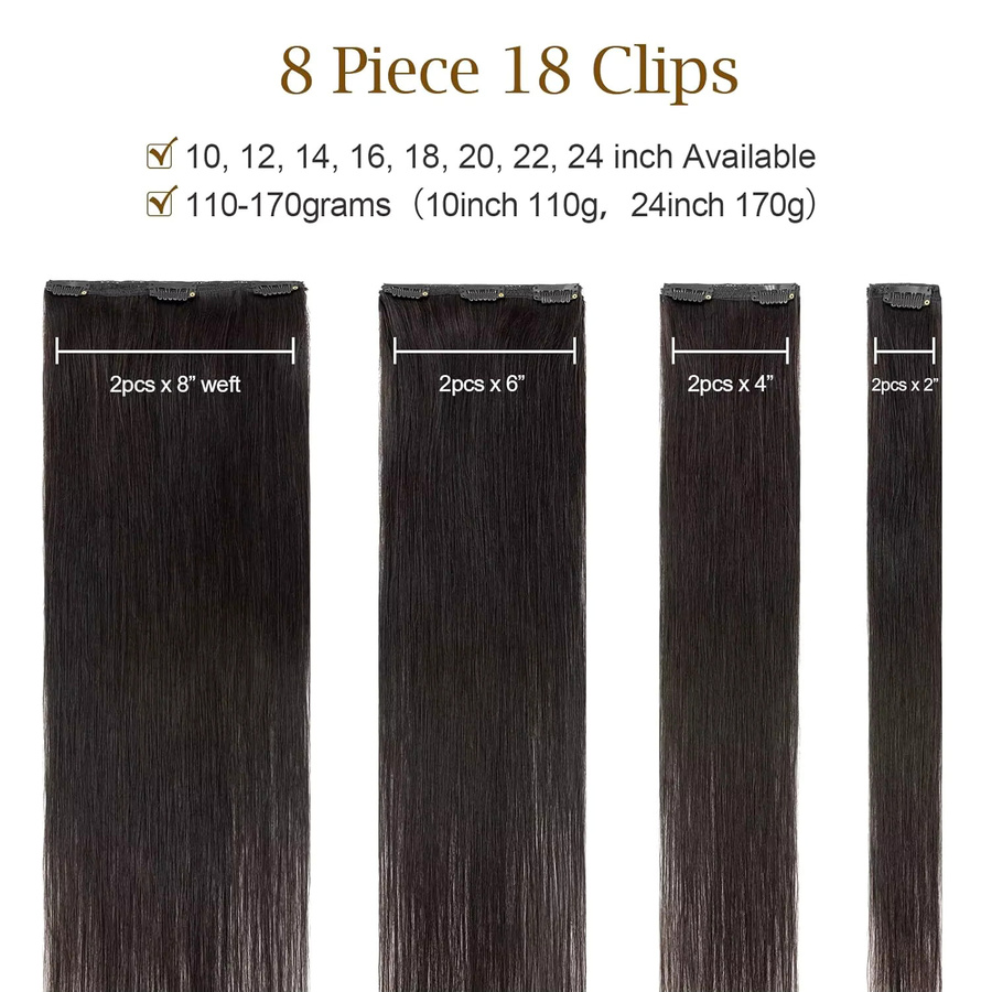 xbeauty Clip-Ins Echthaarverlängerungen, 120 g, Schwarz, Damen - Bild 5