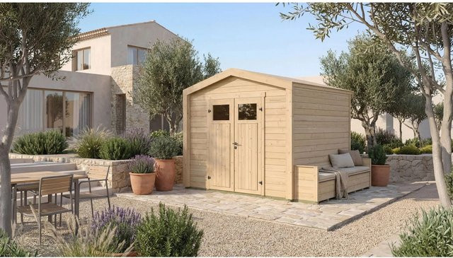 Weka Holz-Gartenhaus Killarney mit Satteldach in Braun, B: 357 cm, T: 313 cm, H: 246 cm - Bild 1