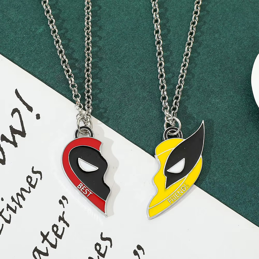 TAKARA TOMY Halskette, Deadpool Wolverine Herzförmige Stickerei-Anhänger, Silber, Unisex - Bild 4