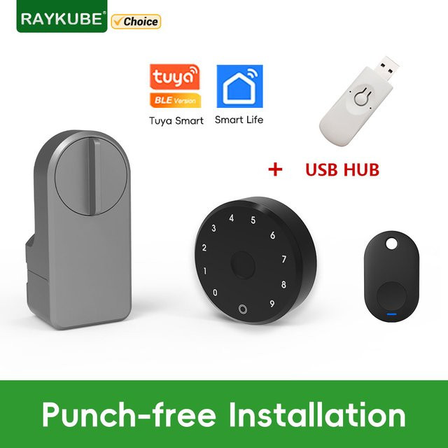 RAYKUBE A1 Pro Tuya BEL Smart Türschloss Set mit Tastatur, Smart Key und Anhänger, kompatibel mit Alexa und Google Assistant - Bild 1
