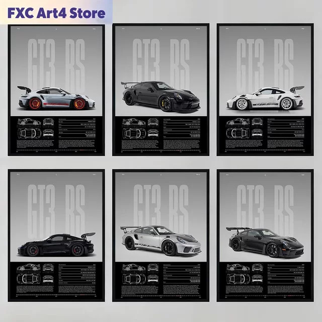 Rahmenloses Leinwandbild RS-S GT3 Supercar Mode-Poster als moderne Wandkunst für dein Zuhause oder Büro - Bild 1