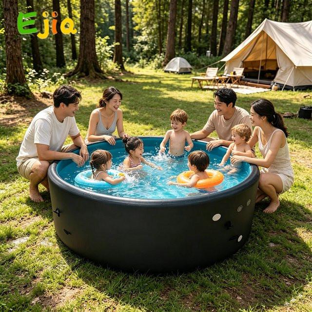 Ejia Aufblasbarer Pool aus strapazierfähigem PVC, runder Outdoor-Pool für Erwachsene und Kinder - Bild 1
