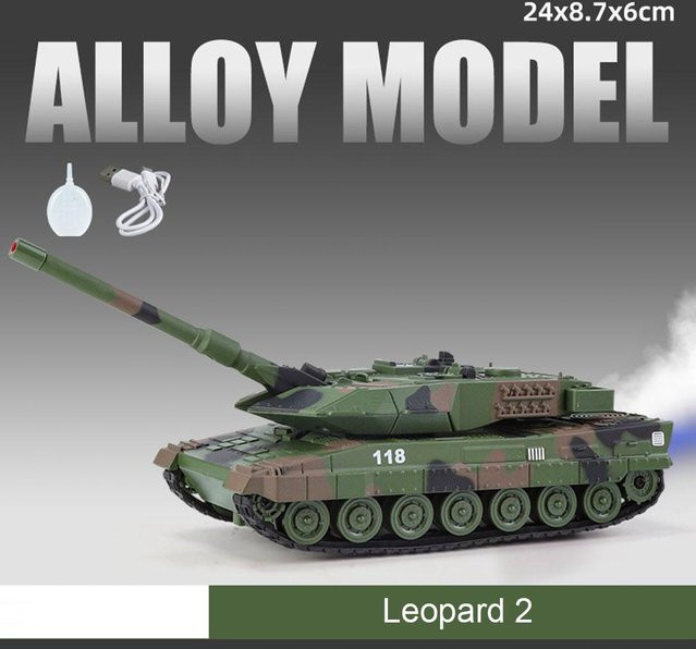 Linyi toy car Leopard2 T-90 M4 Kampfpanzer Tiger Schwerpanzer, Modell Spielzeugauto, 1:32, mit Sound, Licht, Spray, ab 14 Jahren - Bild 1
