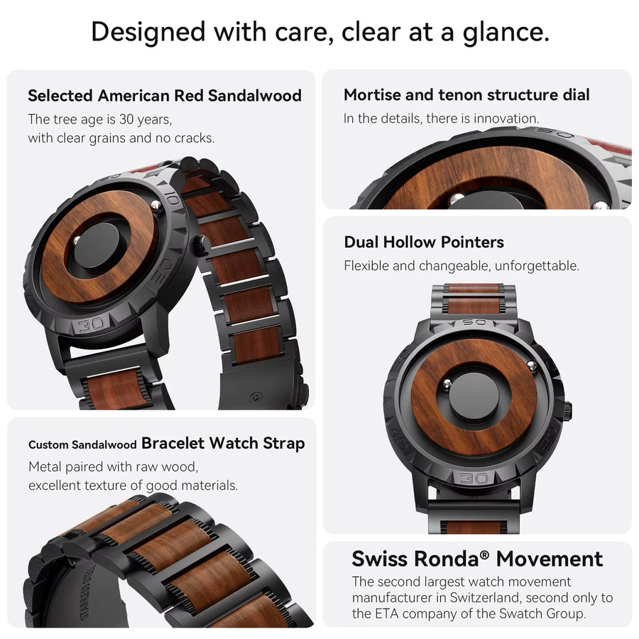 EUTOUR Armbanduhr Quarz, Edelstahl, Schwarz, Herren - Bild 5