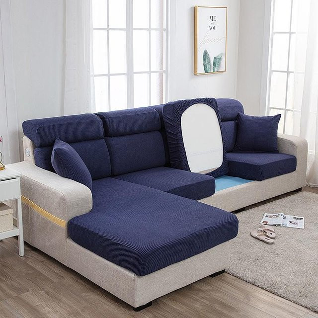 Elastischer Sofa-Sitzbezug von Yiran bag in Dunkelblau, verdickte Schutzhülle für Wohnzimmermöbel - Bild 1