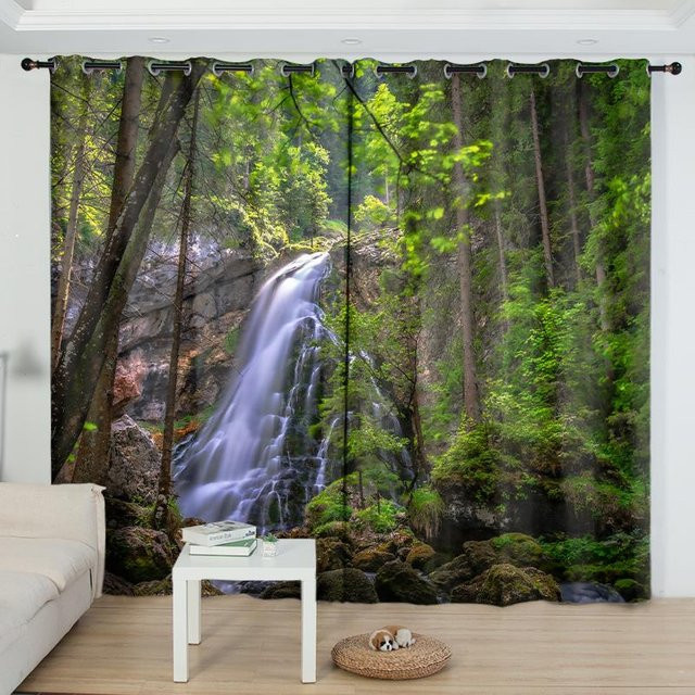 Yiran Furniture Batural Beauty Halbverdunkelnde Vorhänge mit Ösenaufhängung, 2er-Set, Mehrfarbig, B: 60 cm, H: 50 cm - Bild 1