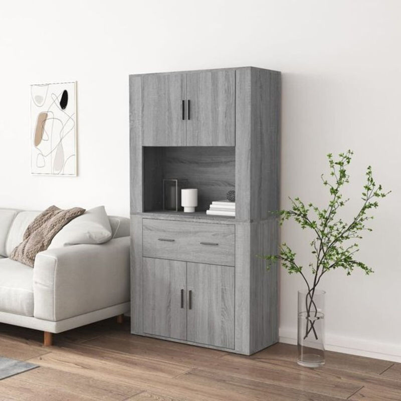 Modernes Highboard Vidaxl aus Holzwerkstoff in Grau, B: 150 cm, H: 80 cm, T: 33 cm - Bild 1