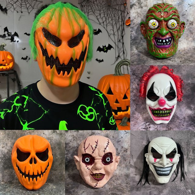 Halloween Horror Teufel Kürbis Maske, Cosplay Roleplay Kostüm Requisiten - Bild 1