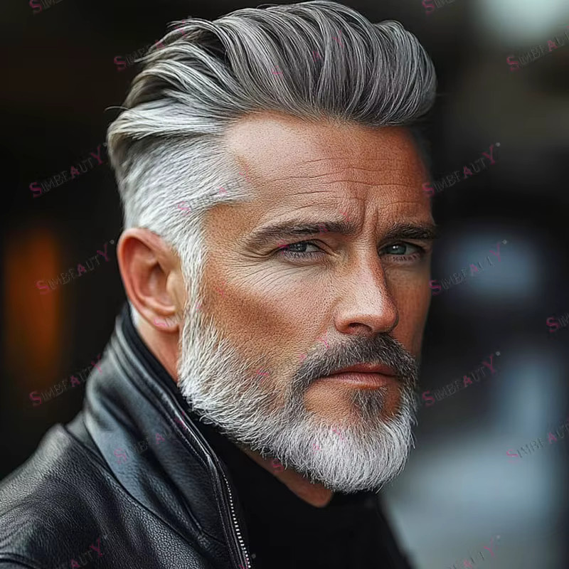 simbeauty Herren-Toupet aus Echthaar, 65% Grauanteil - Bild 3