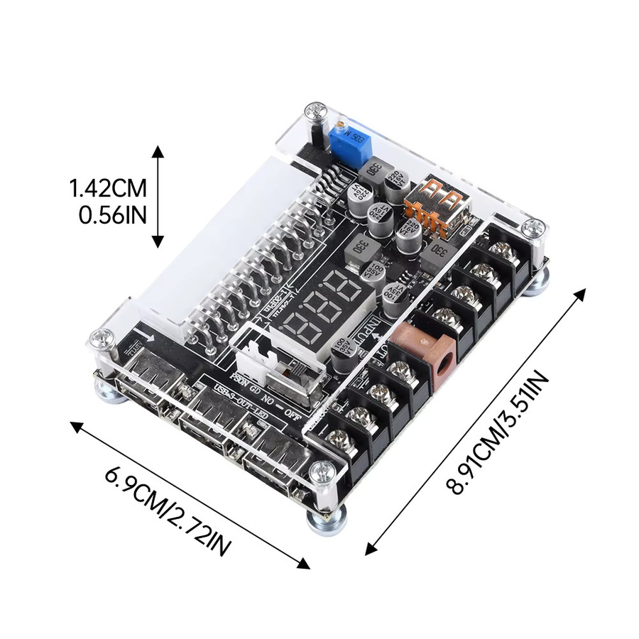 Diymore ATX Power Adapter Board mit einstellbarer Spannung, rotem Digital Display und USB-C Unterstützung für PD 2.0/PD 3.0, 20/24 Pin Modul in Rot und Schwarz - Bild 6