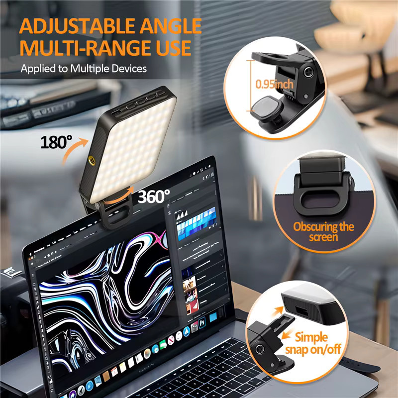 SZKOSTON Magnetisches RGB-LED-Fill-Light mit 2000mAh Akku in Schwarz für iPhone, DSLR und Laptop zur Fotografie und zum Live-Streaming - Bild 5