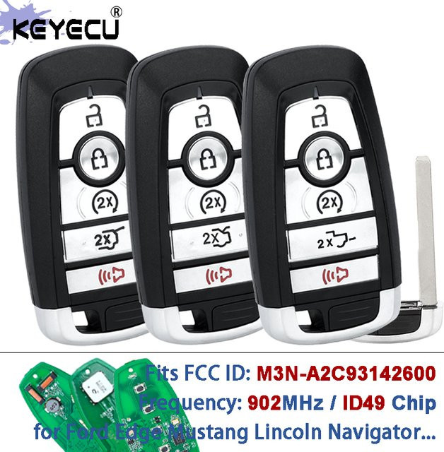 KEYECU Smart Remote Key Fob M3N-A2C93142600 mit 902 MHz ID49 Chip in Schwarz für Ford Edge Mustang Lincoln Navigator Nautilus Aviator Corsair - Bild 1