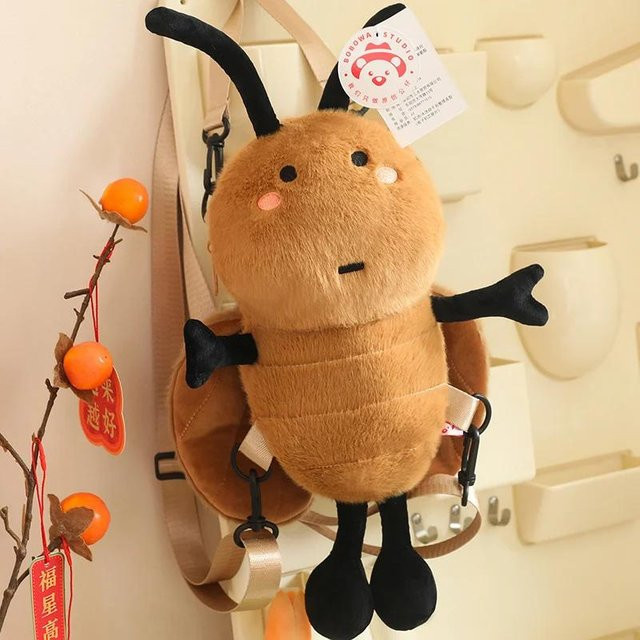 Binchi Fitness Kakerlaken Plüsch Rucksack, braun, ab 14 Jahren - Bild 1