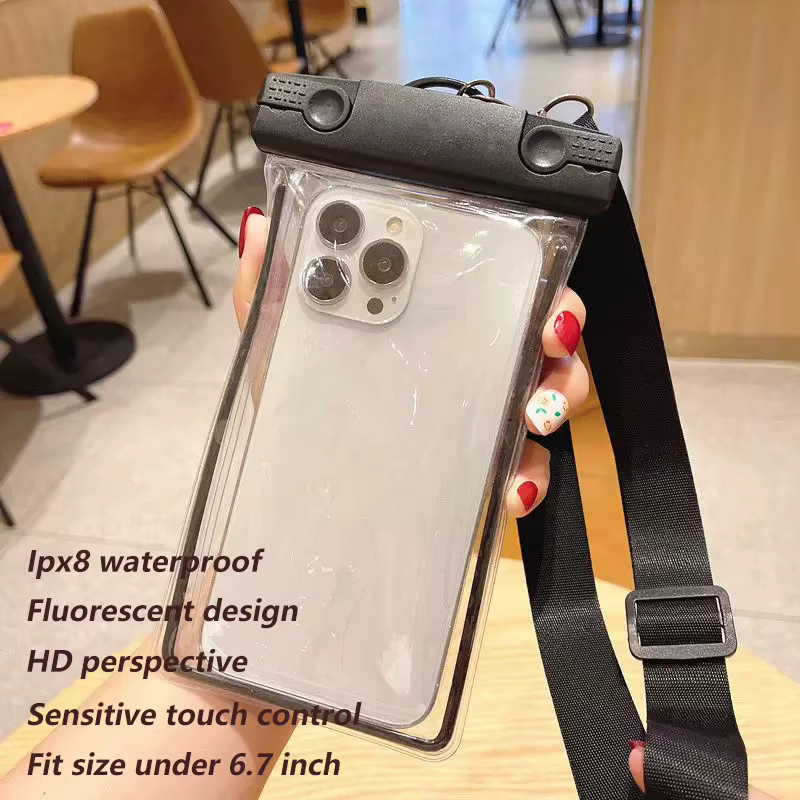 Wasserdichte Badetasche für Smartphones bis 6,7 Zoll, Handyhülle in Pink für iOS-Geräte - Bild 2