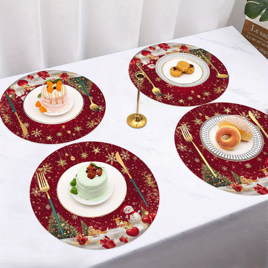 VIKAMA Tischsets mit Weihnachtsschneeszene für Feiertags-Tischdekorationen, 4/6-teilig - Bild 3