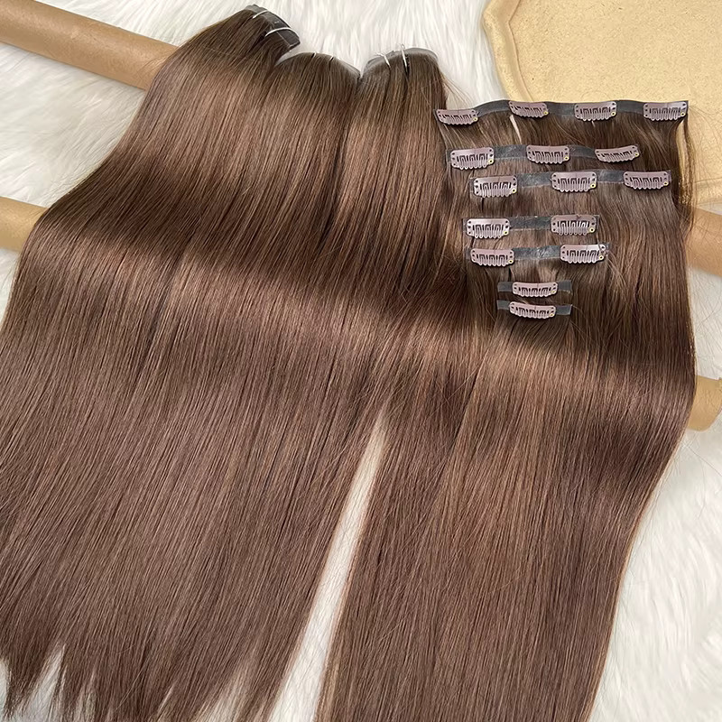 DEENTOSHAIR Clip-In-Haarverlängerungen aus Echthaar, 2-farbig, 7-teiliges Set - Bild 2
