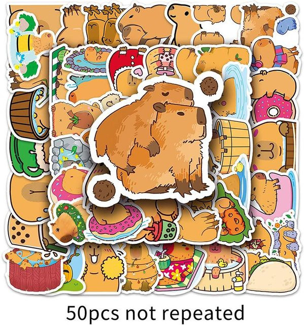 Kidsly Plump Capybara Cartoon Tiere Aufkleber, 50-teiliges Set - Bild 1