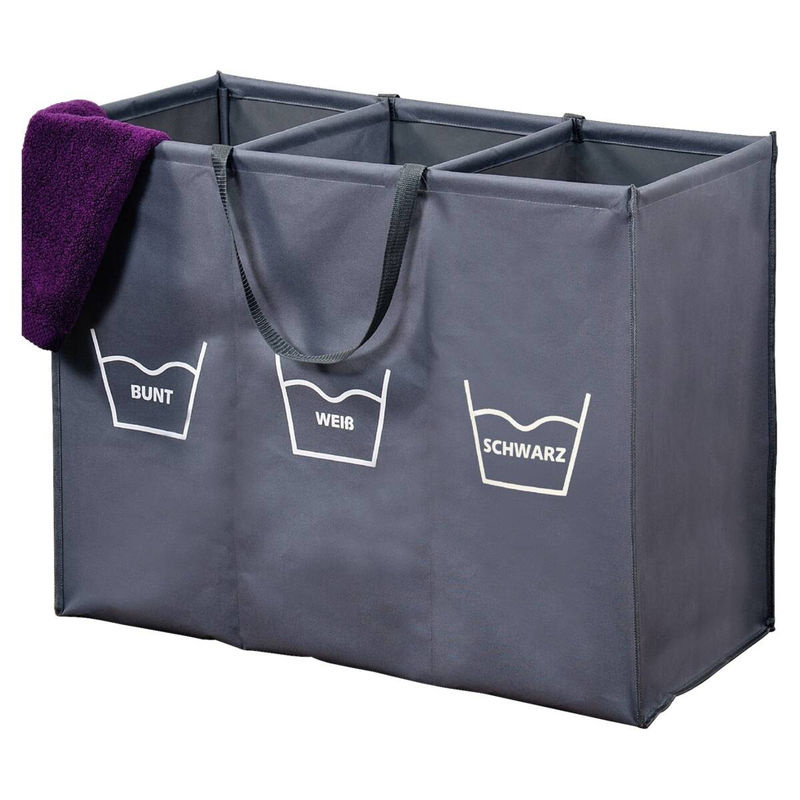 Kesper Wäschesammler aus Polyester in Grau, zusammenklappbar, B/T/H: 36 x 36 x 74 cm - Bild 3