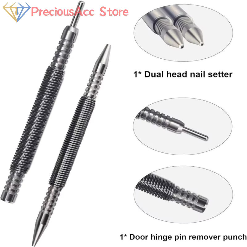 ZLinKJ Dual Head Nail Setter und Türscharnier-Pin-Entferner in Silber für Holzbearbeitung und Metallarbeiten - Bild 3