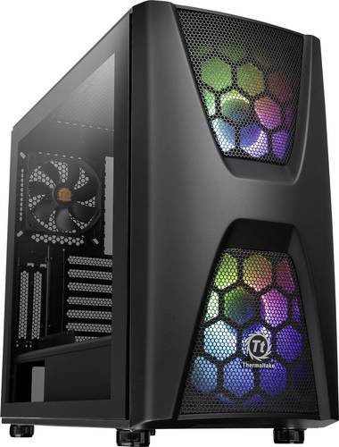 Thermaltake Commander C34 TG Midi-Tower Gaming-PC-Gehäuse in Schwarz mit 3 vorinstallierten LED-Lüftern und ATX-Unterstützung - Bild 1