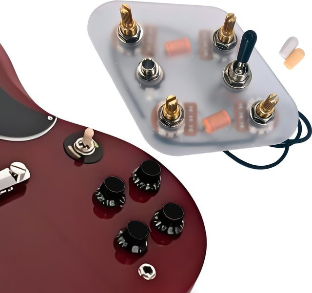 Phrilam Vorverdrahtetes Kabelbaum-Set für E-Gitarren vom Typ SG mit individuellen Schaltern, Audio-Ausgangsbuchse und 500K-Potis in Multicolour - Bild 1