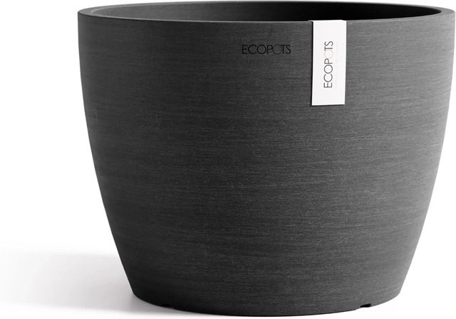 Ecopots Pflanztopf Stockholm Dunkelgrau rund B: 23,2 cm, H: 17,6 cm - Bild 1