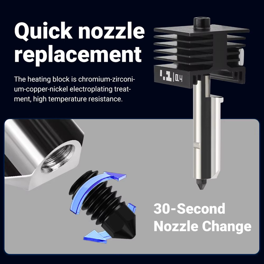 H2D Upgrade Hotend für A1 und A1 Mini mit Schnellwechsel-Düse aus gehärtetem Stahl für FDM 3D-Drucker, Durchmesser: 0,4 mm, 0,6 mm oder 0,8 mm - Bild 3