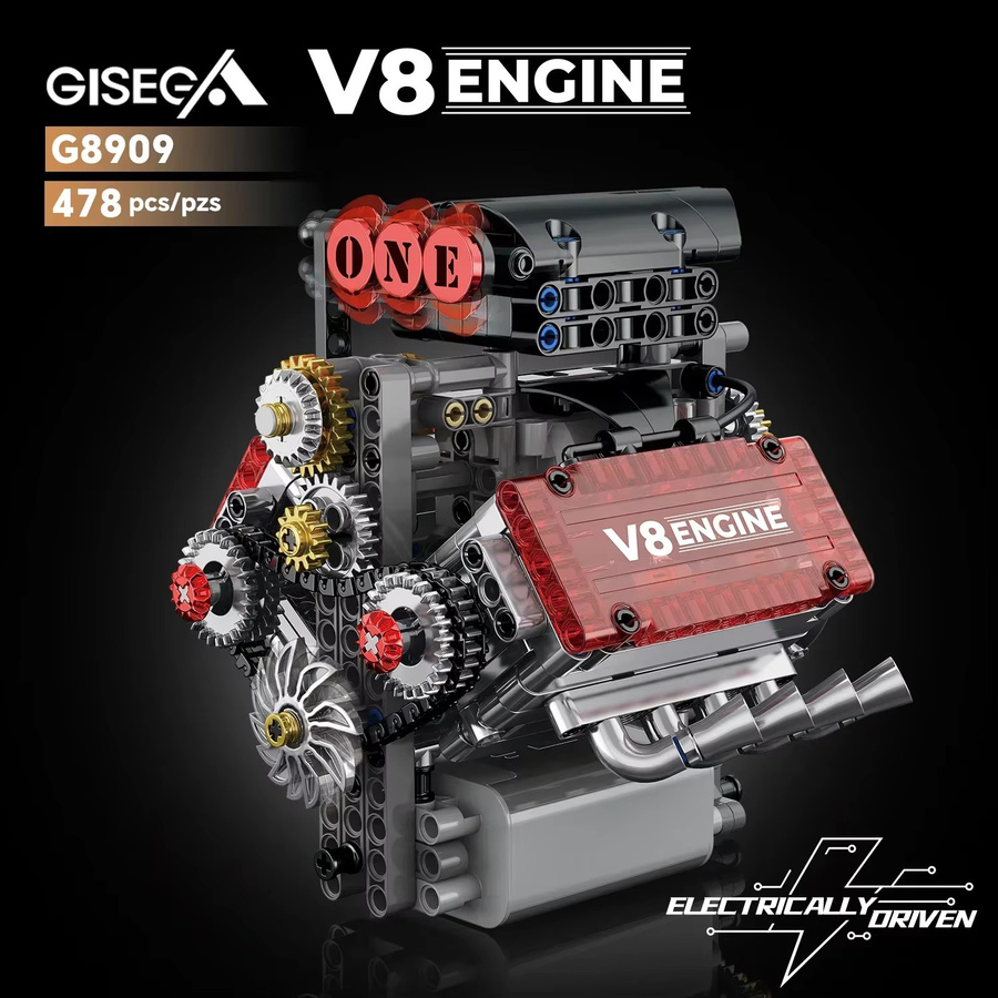 Stemedu MOC V8 Motorisiertes Simulations-Modell mit elektrischem Antrieb, Technisches Baustein-Set für Jungen und Erwachsene, Mehrfarbig - Bild 4