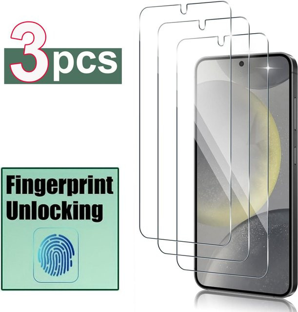 3 Stück Displayschutzfolie aus gehärtetem Glas für Samsung Galaxy S25 Ultra, S24 Plus, S23, S22 und S21 FE mit vollständiger Abdeckung und Unterstützung der Ultraschall-Fingerabdruck-Entsperrung, Weiß - Bild 1