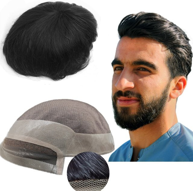 YANAHAIR Toupet für Herren, Echthaar-Ersatzsystem, Off Black - Bild 1