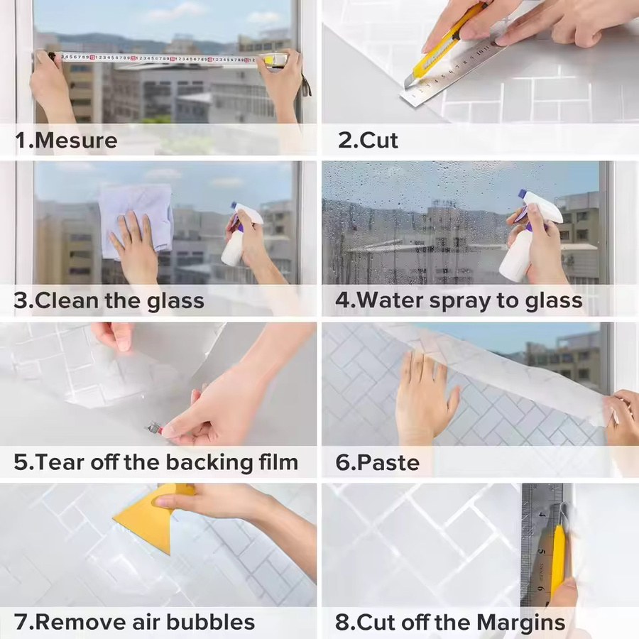 Fenster-Sichtschutzfolie von ctzsoop, mattierte PVC-Folie mit geometrischem Design, transparenter Aufkleber für Zuhause, Büro und Badezimmer - Bild 3