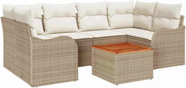 7-teiliges vidaXL Garten-Sofa-Set aus Polyrattan in Beige mit Polsterung und Stauraum - Bild 1