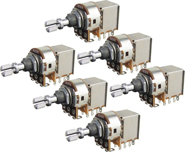 FLEOR 6er Set Short Shaft Gitarren-Push-Pull-Potentiometer mit 18 Splines in Silber, 500K / 250K für Spulensplits - Bild 1