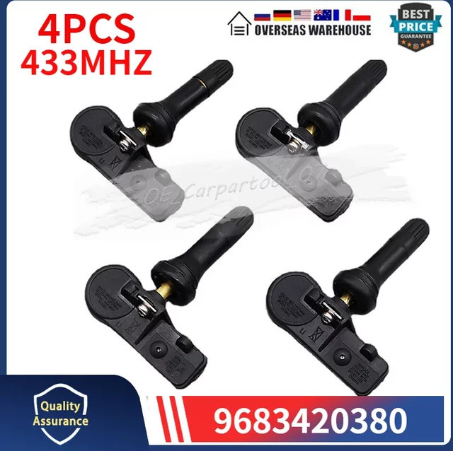 GANGLE 4er Set TPMS Reifendruckkontrollsystem Sensoren 433 MHz in Schwarz für Citroen Berlingo C4 Jumper und Peugeot 308 508 RCZ - Bild 1