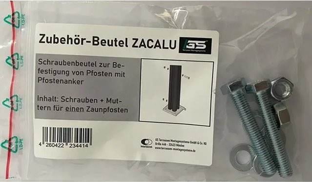 ZacAlu Schrauben-Kit mit Muttern und Connectoren für Aluminium Zaunpfosten, Silber - Bild 1