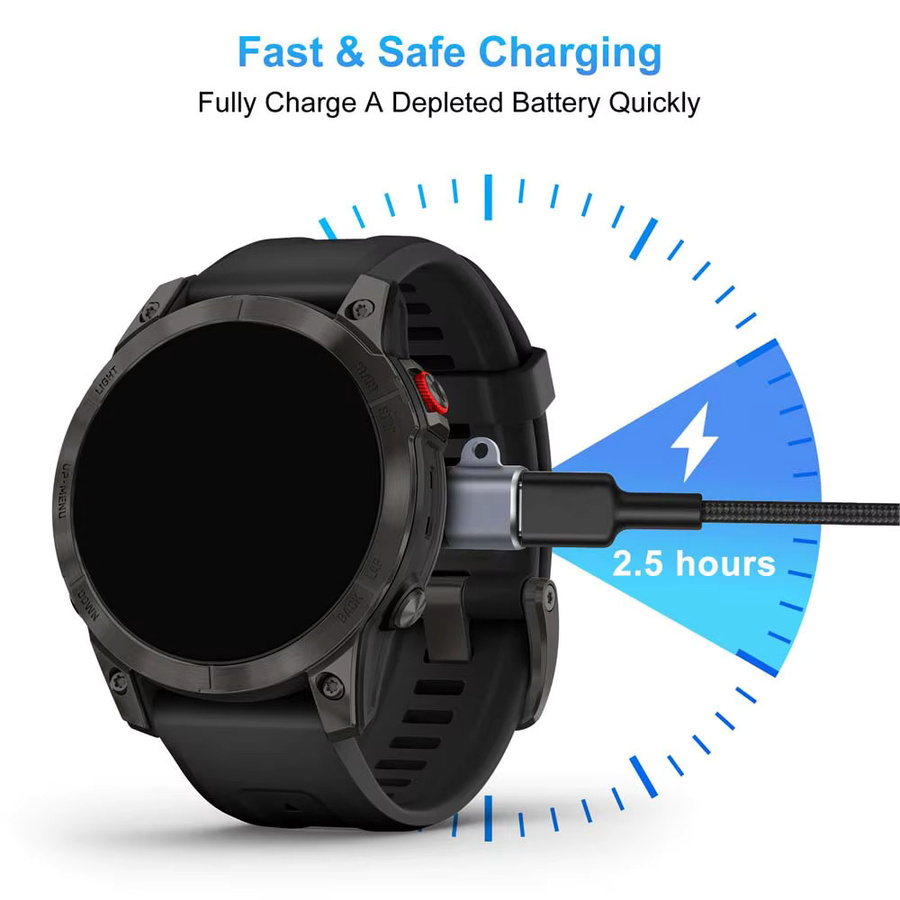 Indekos USB-C zu 4-Pin Ladeadapter für Garmin Fenix 7 6 5 6X 5X Venu 2 Plus Smartwatch in Schwarz - Bild 2
