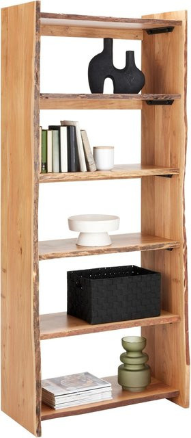 Premium Living Regal in Akazienfarben aus Holz und Metall, B/T/H: 80 x 38 x 190 cm - Bild 1