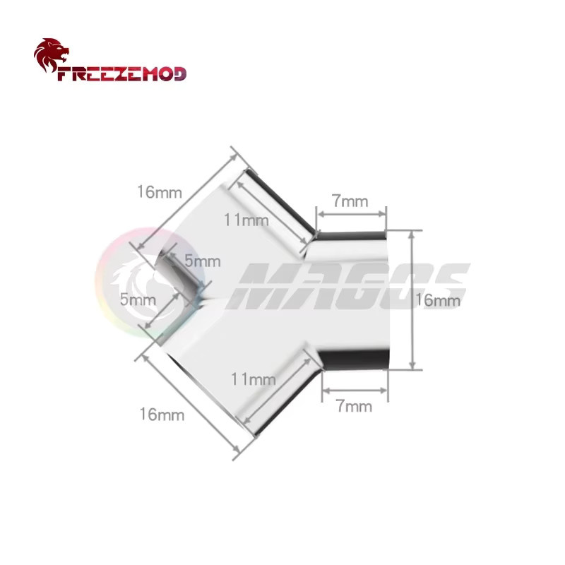 Freezemod Wasserkühlungsverteiler-Fitting-Adapter HDTD-3YTB in Y-Form mit G1/4'' Anschlüssen, Schwarz/Silber - Bild 2